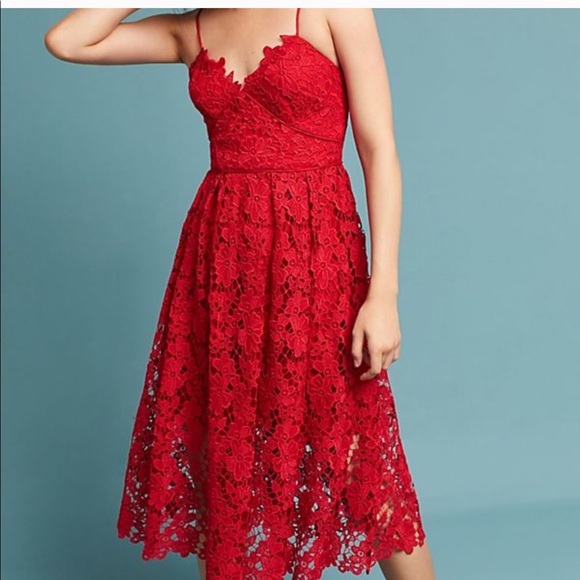 Anthropologie Dresses & Skirts - Donna Morgan Anthropologie Retna Red Lace Dress